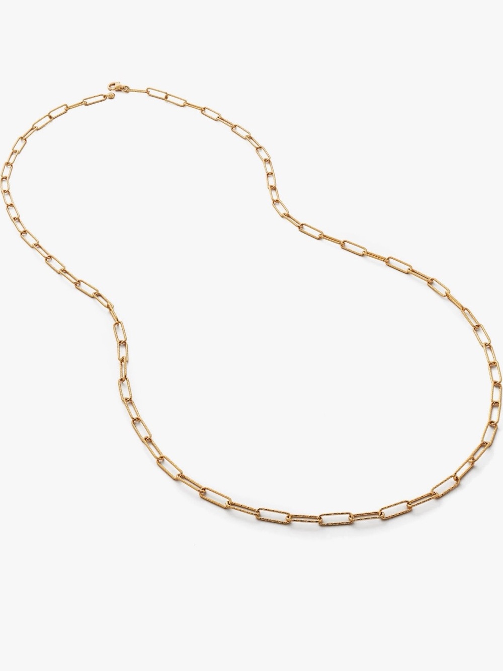 Monica Vinader Alta Textured Paperclip Chain Gold Necklace